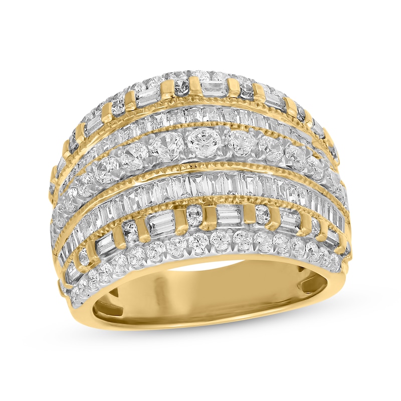 Main Image 1 of Previously Owned Diamond Ring 2 ct tw Round/Baguette-cut 14K Yellow Gold