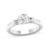 Thumbnail Image 1 of Previously Owned Diamond Engagement Ring 1/2 ct tw Round & Baguette 14K White Gold