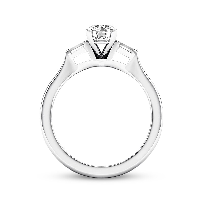 Main Image 3 of Previously Owned Diamond Engagement Ring 1/2 ct tw Round & Baguette 14K White Gold