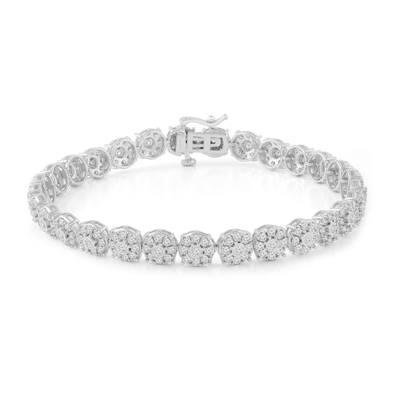Previously Owned Diamond Bracelet 3 ct tw Round-Cut 10K White Gold 7.25"