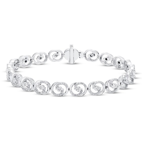 Previously Owned Encircled by Love Diamond Line Bracelet 1 ct tw Round-cut 10K White Gold 7.25"