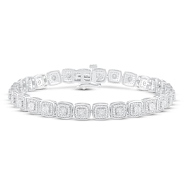 Previously Owned Diamond Cushion Line Bracelet 1 ct tw Round-cut 10K White Gold 7.25"