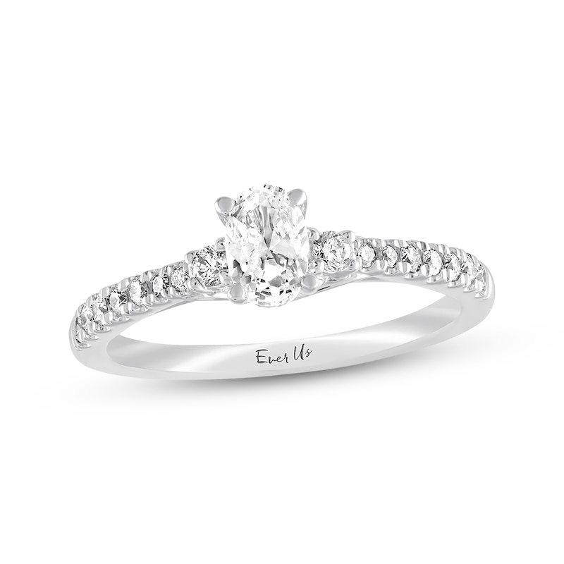 Previously Owned Ever Us Diamond Engagement Ring 5/8 ct tw Oval & Round-cut 14K White Gold