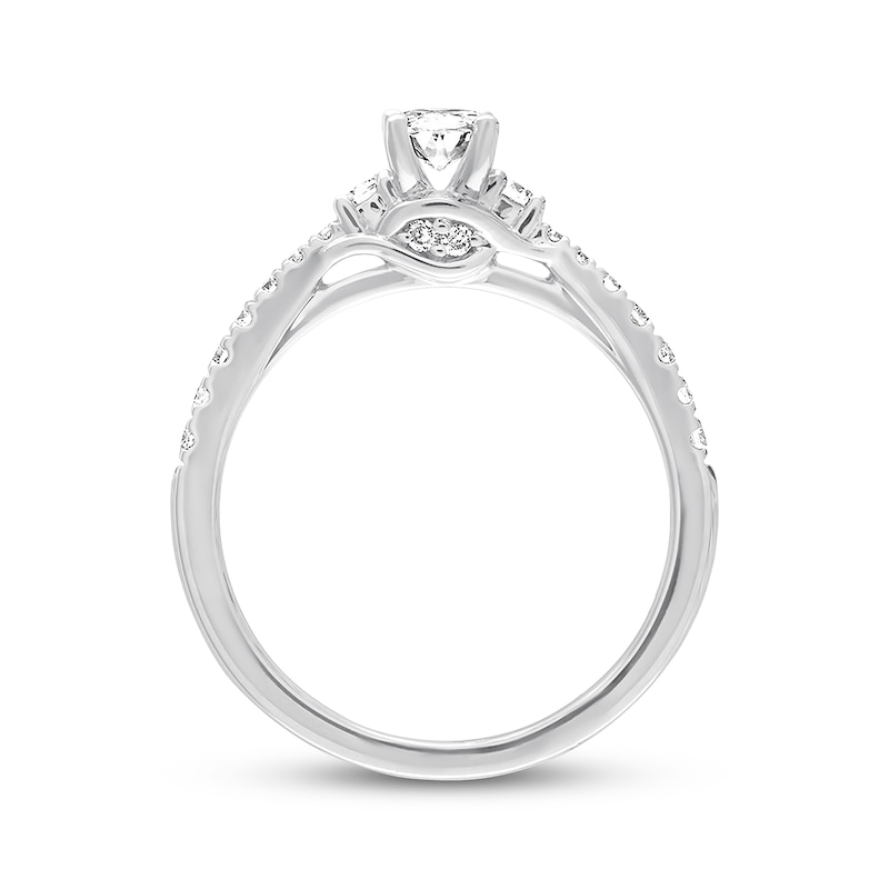 Previously Owned Ever Us Diamond Engagement Ring 5/8 ct tw Oval & Round-cut 14K White Gold