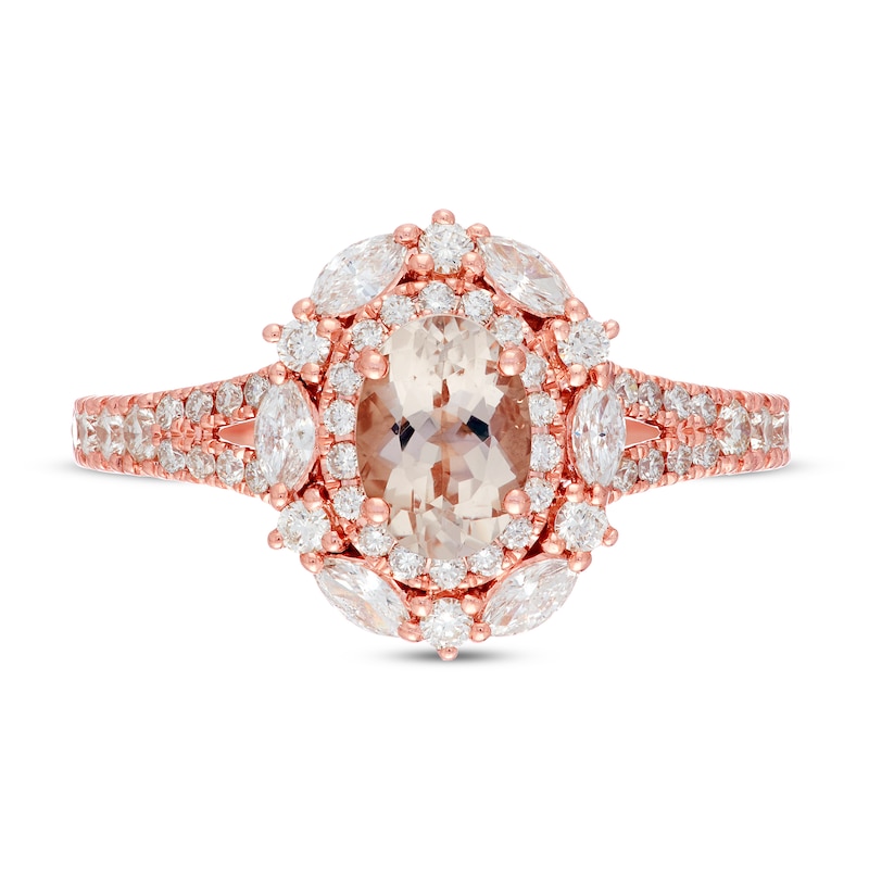 Previously Owned Neil Lane Morganite Engagement Ring 3/4 ct tw Diamonds 14K Rose Gold