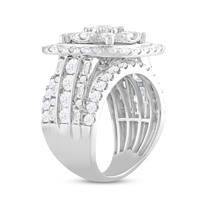 Main Image 2 of Previously Owned Multi-Diamond Engagement Ring 4 ct tw Round & Baguette-cut 10K White Gold