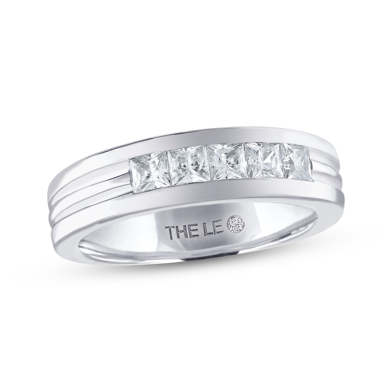 Main Image 1 of Previously Owned Men's THE LEO Diamond Wedding Band 1 ct tw Square-cut 14K White Gold