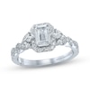 Previously Owned Monique Lhuillier Bliss Diamond Engagement Ring 1-3/8 ct tw Emerald & Round-cut 18K White Gold