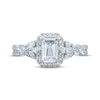 Thumbnail Image 4 of Previously Owned Monique Lhuillier Bliss Diamond Engagement Ring 1-3/8 ct tw Emerald & Round-cut 18K White Gold