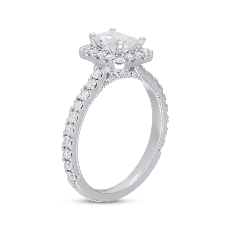 Main Image 2 of Previously Owned Neil Lane Premiere Engagement Ring 1-3/8 ct tw Emerald & Round-Cut 14K White Gold