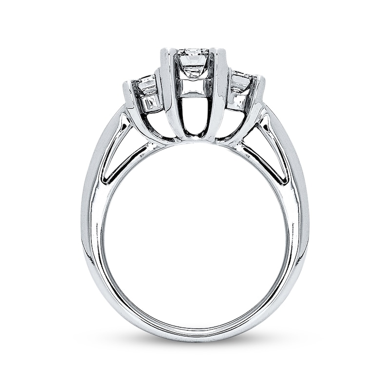 Main Image 3 of Previously Owned Diamond Engagement Ring 2 ct tw Emerald & Baguette-cut 14K White Gold Size 4.5