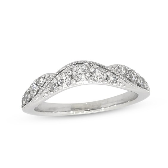 Previously Owned Diamond Contour Ring 3/8 ct tw Round-cut 14K White Gold Size 4.5
