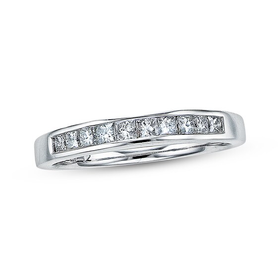 Previously Owned Diamond Wedding Band 3/8 ct tw Princess-cut 14K White Gold Size 11.5
