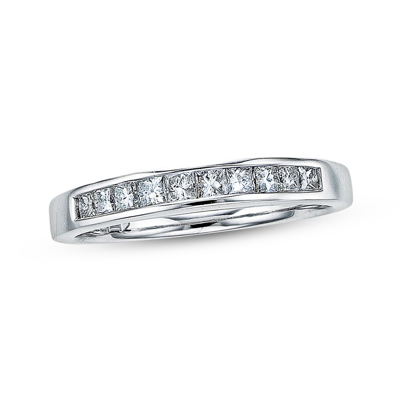 Main Image 1 of Previously Owned Diamond Wedding Band 3/8 ct tw Princess-cut 14K White Gold Size 11.5