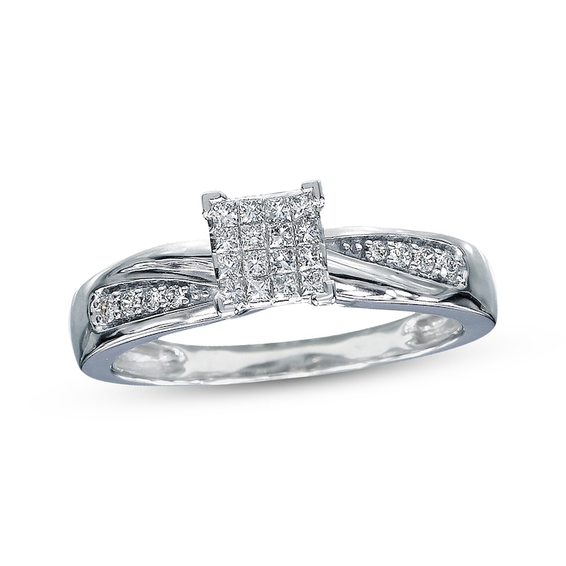 Main Image 1 of Previously Owned Diamond Engagement Ring 1/5 ct tw Diamonds 10K White Gold - Size 4.75