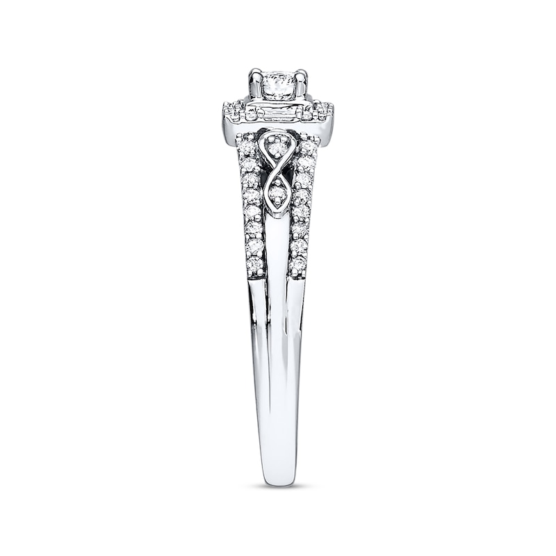 Main Image 2 of Previously Owned Infinity Engagement Ring 1/2 ct tw Diamonds 10K White Gold - Size 4.75