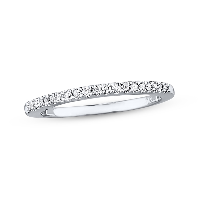 Main Image 1 of Previously Owned Diamond Wedding Band 1/10 ct tw Round-cut 10K White Gold - Size 4.5