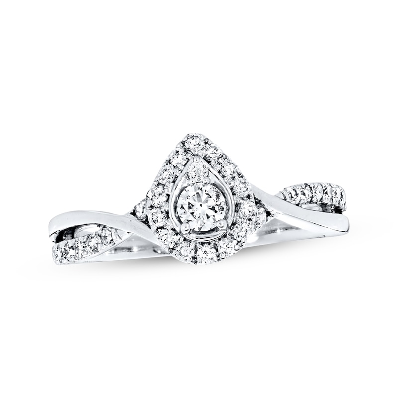 Main Image 1 of Previously Owned Diamond Engagement Ring 3/8 ct tw 14K White Gold - Size 3.5