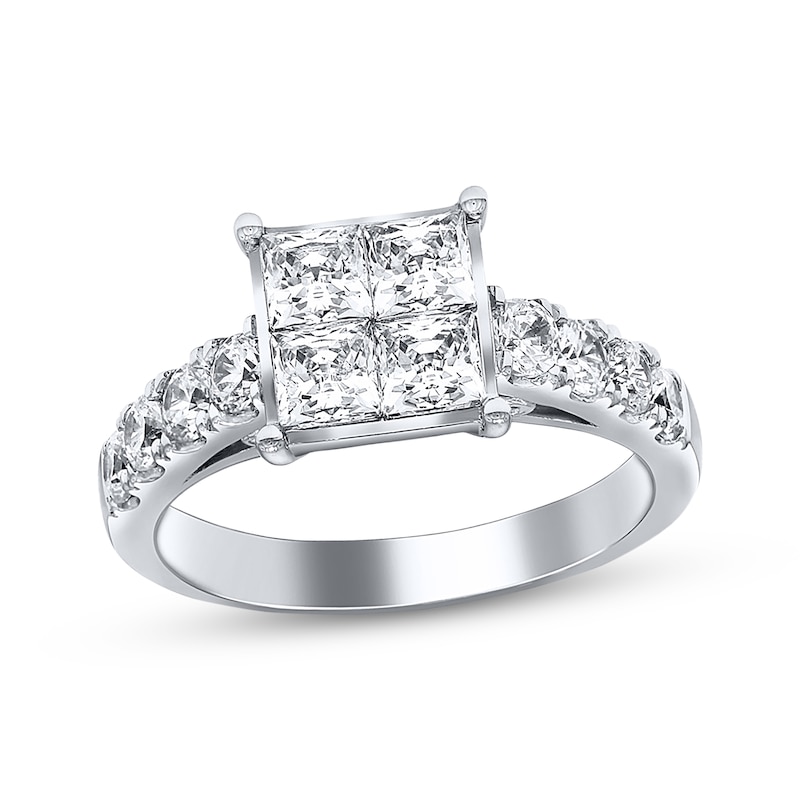 Main Image 1 of Previously Owned Diamond Engagement Ring Princess & Round 2 ct tw 14K White Gold Size 10