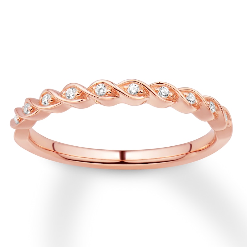 Main Image 1 of Previously Owned Diamond Wedding Band 1/20 ct tw 10K Rose Gold - Size 9.75