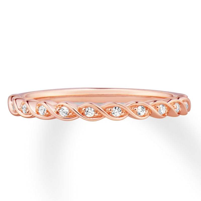 Main Image 3 of Previously Owned Diamond Wedding Band 1/20 ct tw 10K Rose Gold - Size 9.75
