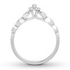 Thumbnail Image 2 of Previously Owned Diamond Engagement Ring 1/3 ct tw Marquise/Round 10K White Gold - Size 3.75