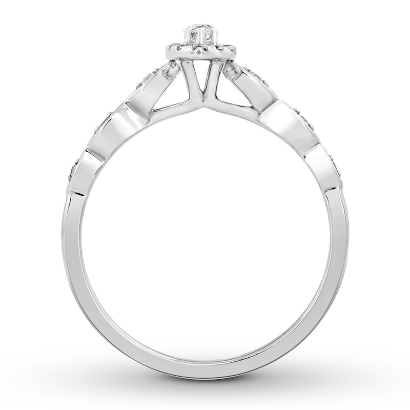 Main Image 2 of Previously Owned Diamond Engagement Ring 1/3 ct tw Marquise/Round 10K White Gold - Size 3.75