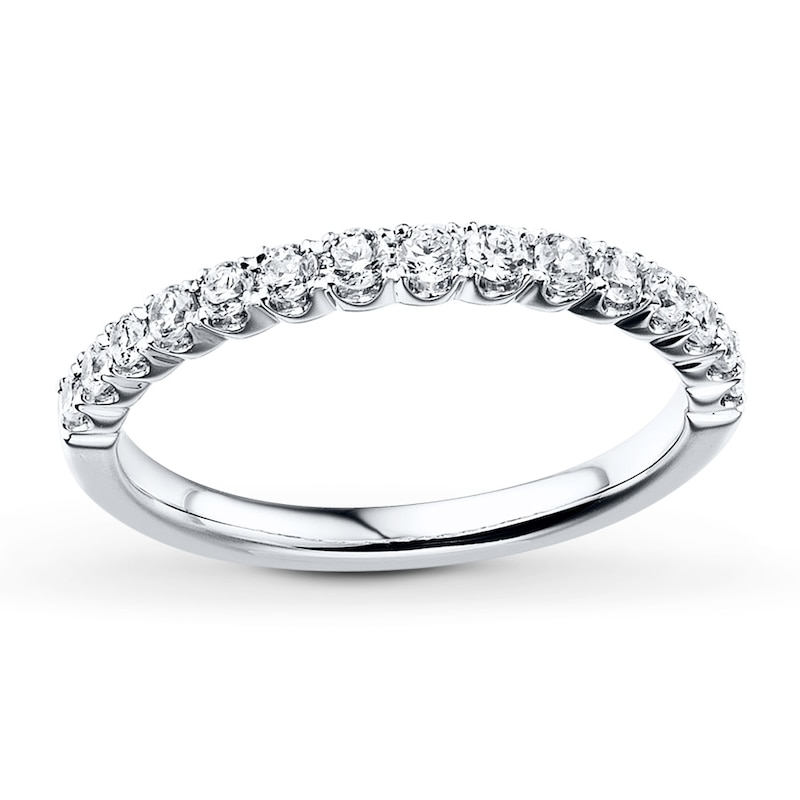 Main Image 4 of Previously Owned Diamond Wedding Band 3/8 ct tw Round-cut 14K White Gold - Size 4.5