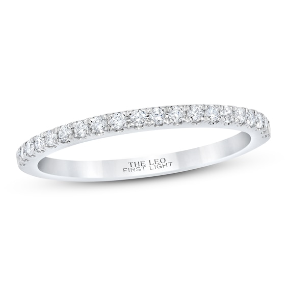 Previously Owned THE LEO First Light Diamond Wedding Band 1/5 ct tw Round-cut 14K White Gold Size 4.5