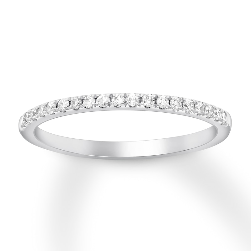 Main Image 1 of Previously Owned Diamond Wedding Band 1/6 ct tw Round-cut 10K White Gold - Size 10