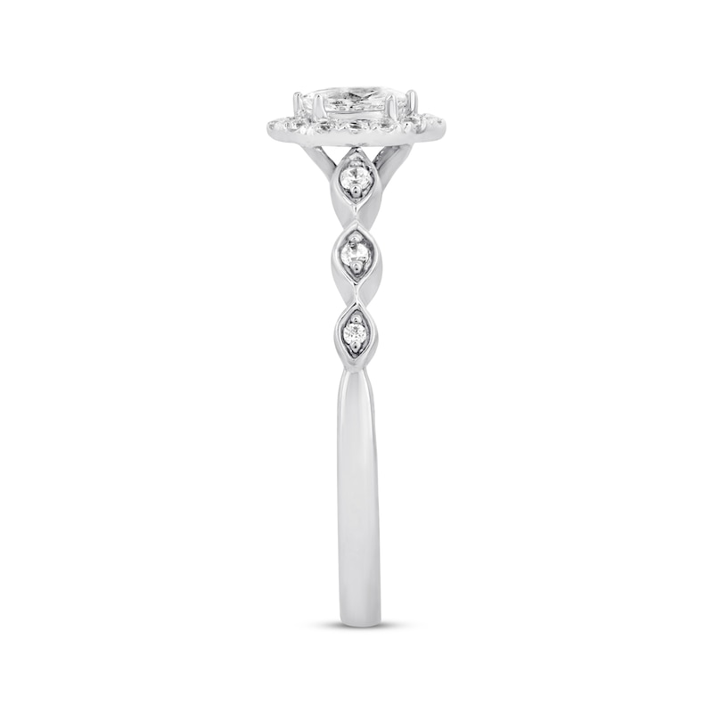 Main Image 2 of Previously Owned Diamond Engagement Ring 1/3 ct tw Marquise/Round 10K White Gold Size 9.25