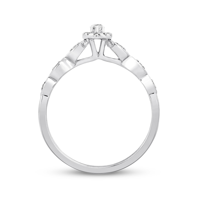Main Image 3 of Previously Owned Diamond Engagement Ring 1/3 ct tw Marquise/Round 10K White Gold Size 9.25