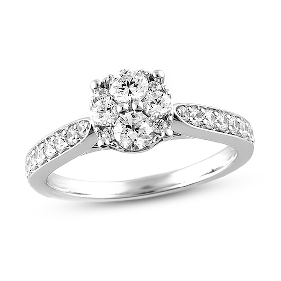 Previously Owned Diamond Engagement Ring 3/4 ct tw Round-cut 14K White Gold Size 4.5