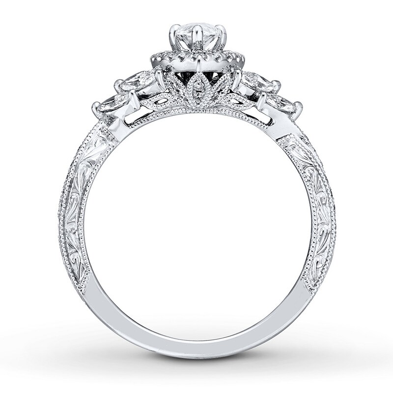 Previously Owned Neil Lane Engagement Ring 1-3/8 ct tw Marquise & Round-cut Diamonds 14K White Gold - Size 10