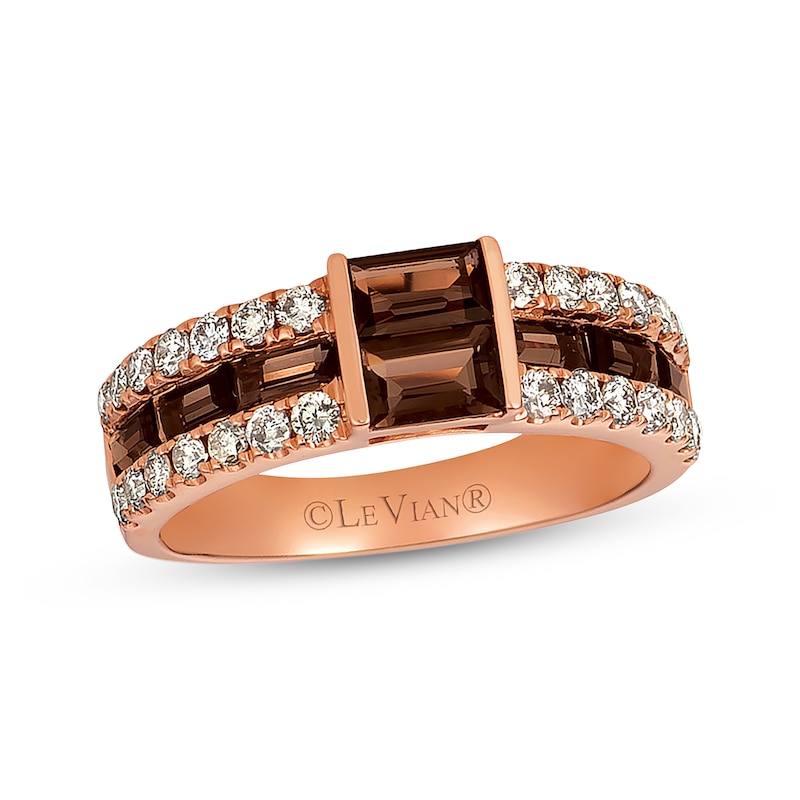 Main Image 1 of Previously Owned Le Vian Chocolate Quartz Ring 1/2 ct tw Nude Diamonds 14K Strawberry Gold - Size 10