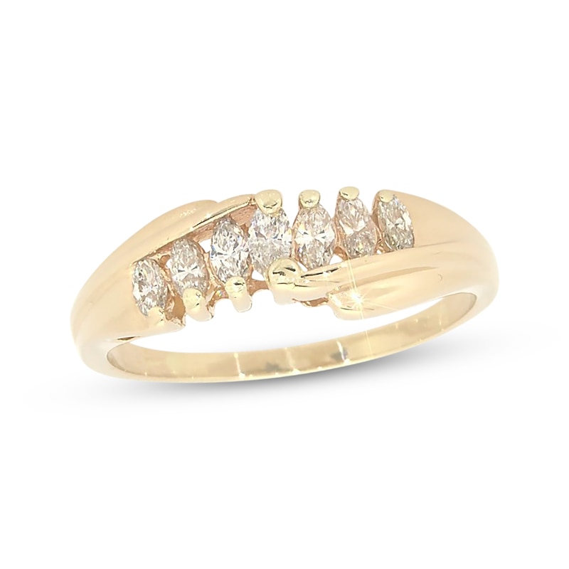 Main Image 1 of Previously Owned Diamond Anniversary Ring 1/2 ct tw Marquise-cut 14K Yellow Gold Size 10.5