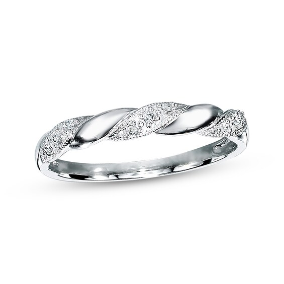 Previously Owned Diamond Anniversary Ring 1/20 ct tw Round-cut 10K White Gold Size 4