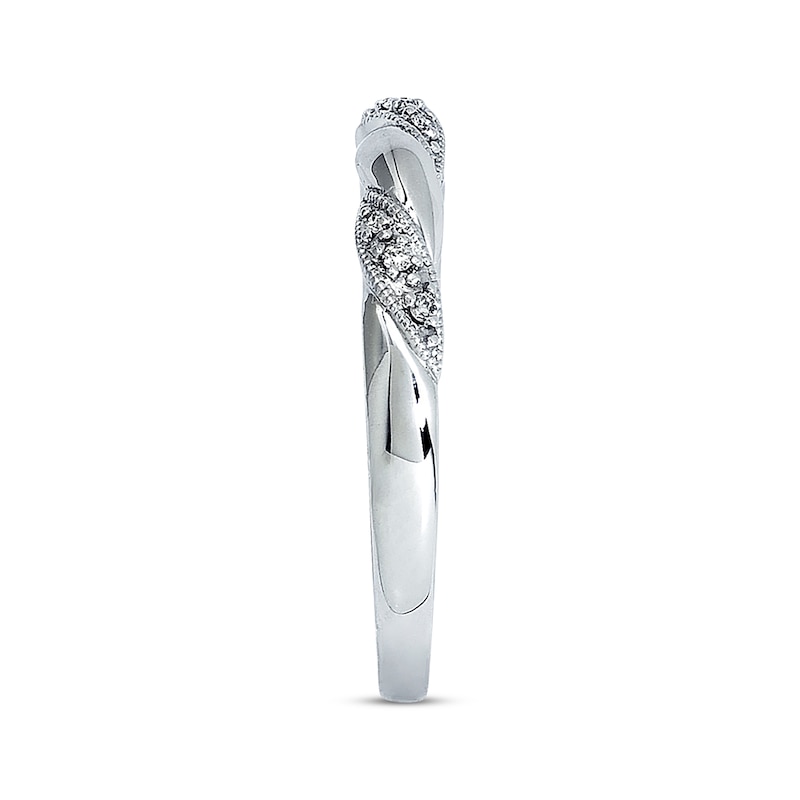 Main Image 2 of Previously Owned Diamond Anniversary Ring 1/20 ct tw Round-cut 10K White Gold - Size 4