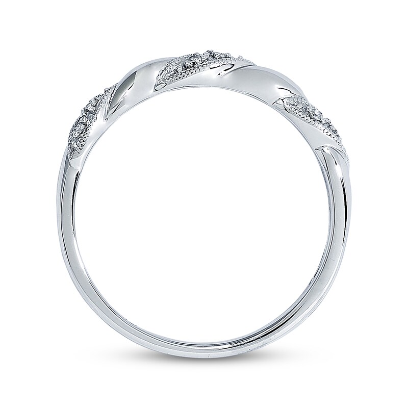 Main Image 3 of Previously Owned Diamond Anniversary Ring 1/20 ct tw Round-cut 10K White Gold - Size 4