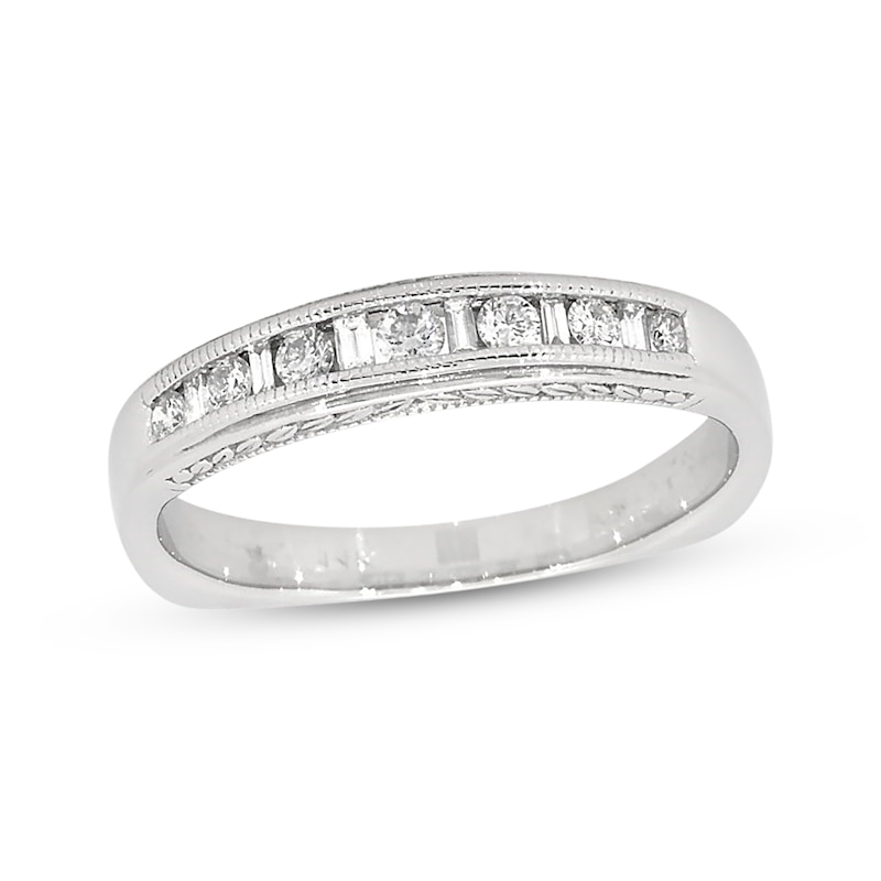Main Image 1 of Previously Owned Diamond Anniversary Band 1/2 ct tw Round & Baguette-cut 14K White Gold Size 13.25