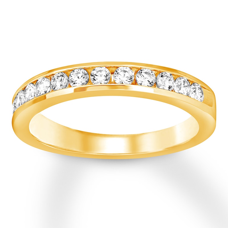 Main Image 1 of Previously Owned Diamond Anniversary Band 1/2 ct tw Round-cut 10K Yellow Gold - Size 4