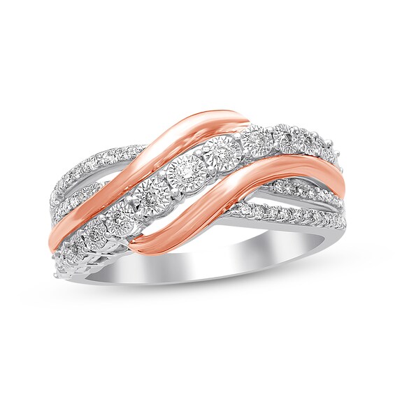 Previously Owned Diamond Ring 1/5 ct tw Round-cut Sterling Silver/10K Rose Gold Size 11.75