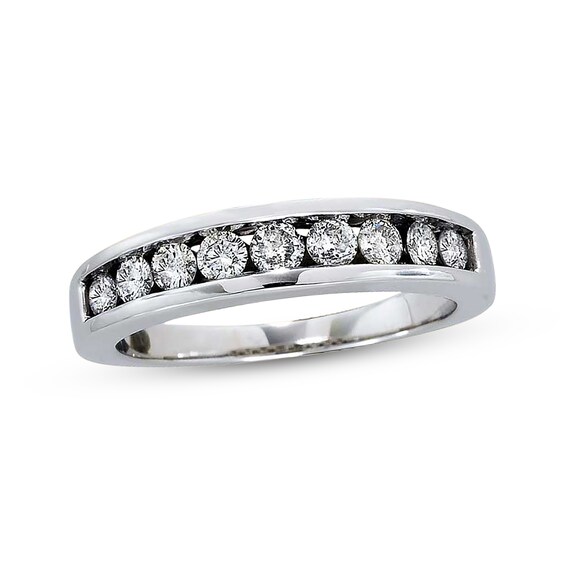 Previously Owned Wedding Band 5/8 cttw Round-cut 14K White Gold 4.75