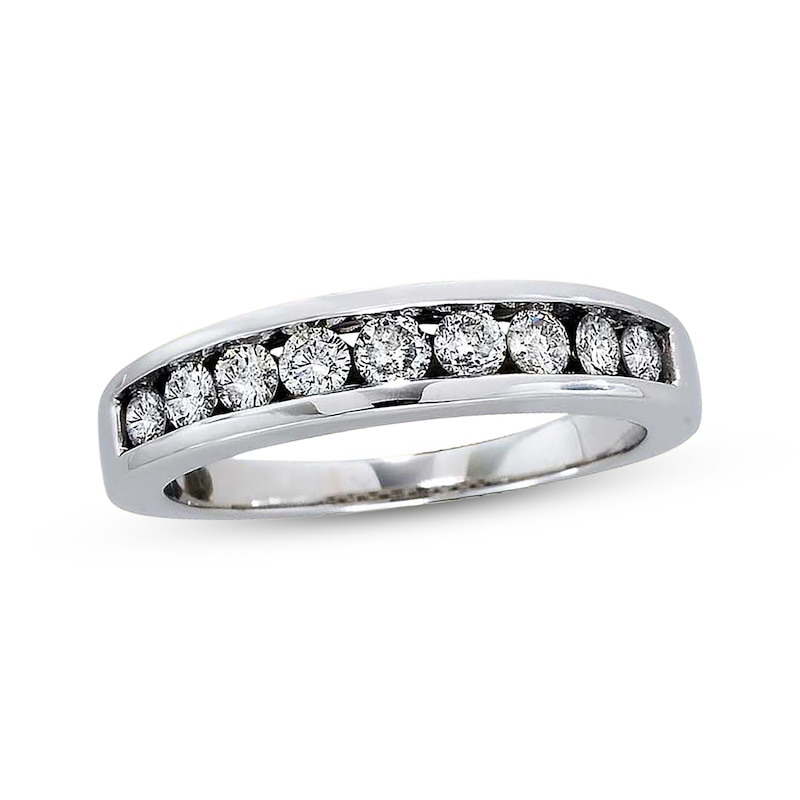 Main Image 1 of Previously Owned Wedding Band 5/8 cttw Round-cut 14K White Gold Size 4.75