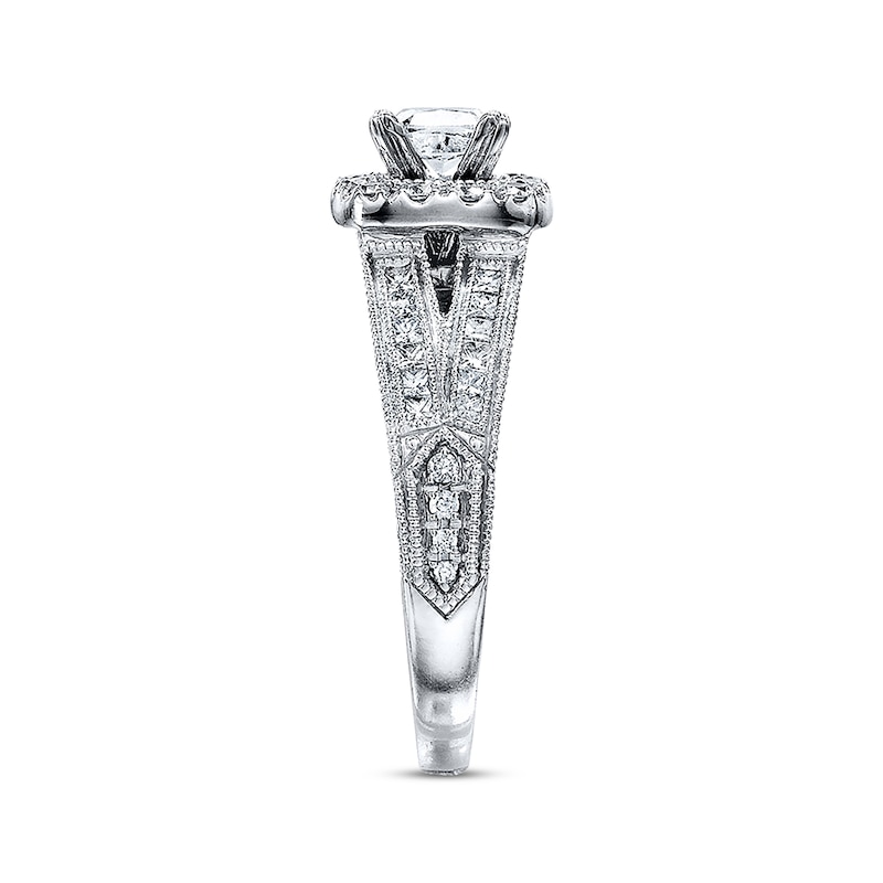 Previously Owned Neil Lane Engagement Ring 1-1/5 ct tw Cushion, Princess & Round-cut 14K White Gold - Size 4.75