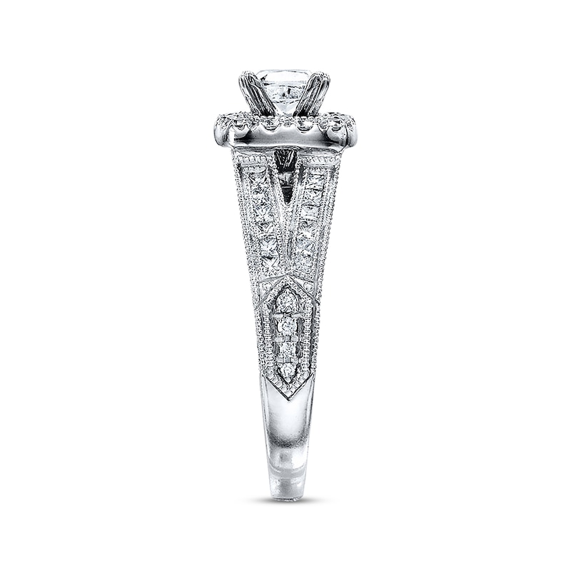 Main Image 2 of Previously Owned Neil Lane Engagement Ring 1-1/5 ct tw Cushion, Princess & Round-cut 14K White Gold - Size 4.75