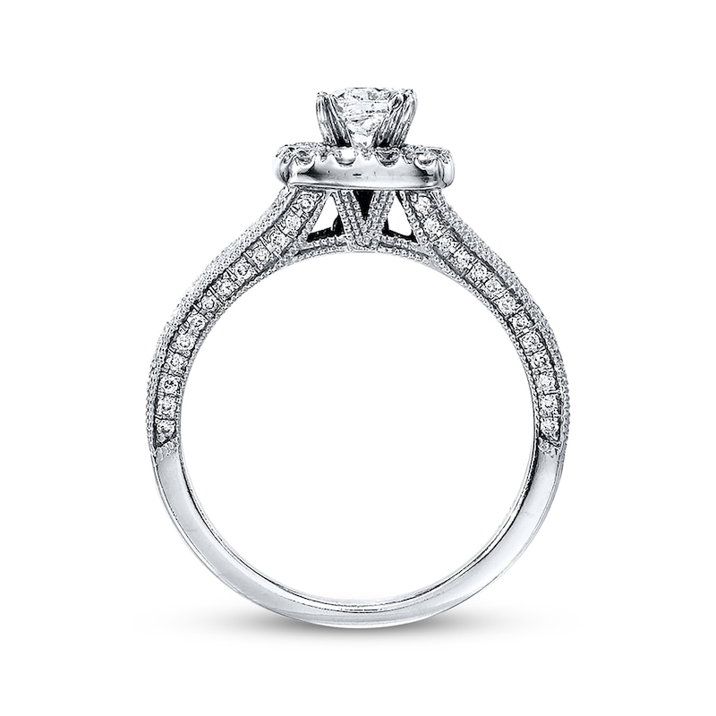 Main Image 3 of Previously Owned Neil Lane Engagement Ring 1-1/5 ct tw Cushion, Princess & Round-cut 14K White Gold - Size 4.75