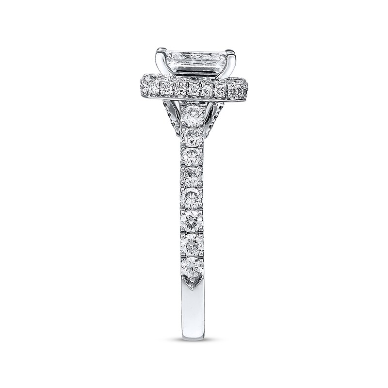 Main Image 2 of Previously Owned Neil Lane Engagement Ring 2 ct tw Emerald & Round-cut 14K White Gold - Size 4