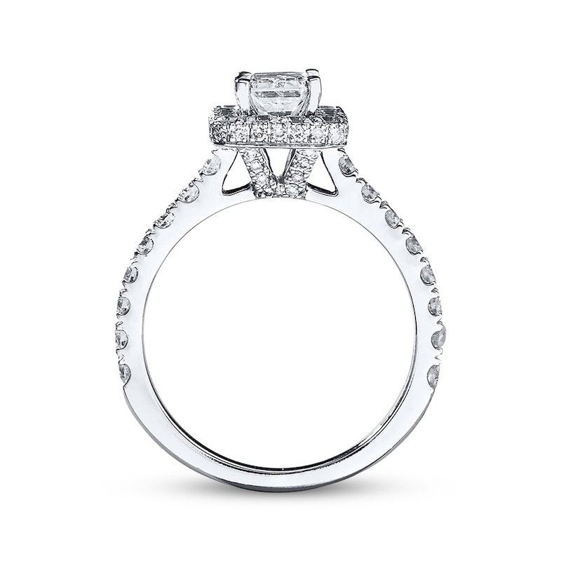 Main Image 3 of Previously Owned Neil Lane Engagement Ring 2 ct tw Emerald & Round-cut 14K White Gold - Size 4
