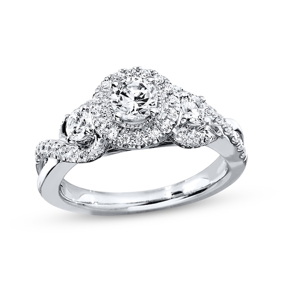 Previously Owned Diamond Engagement Ring 7/8 ct tw Round-cut 14K White Gold Size 2.75